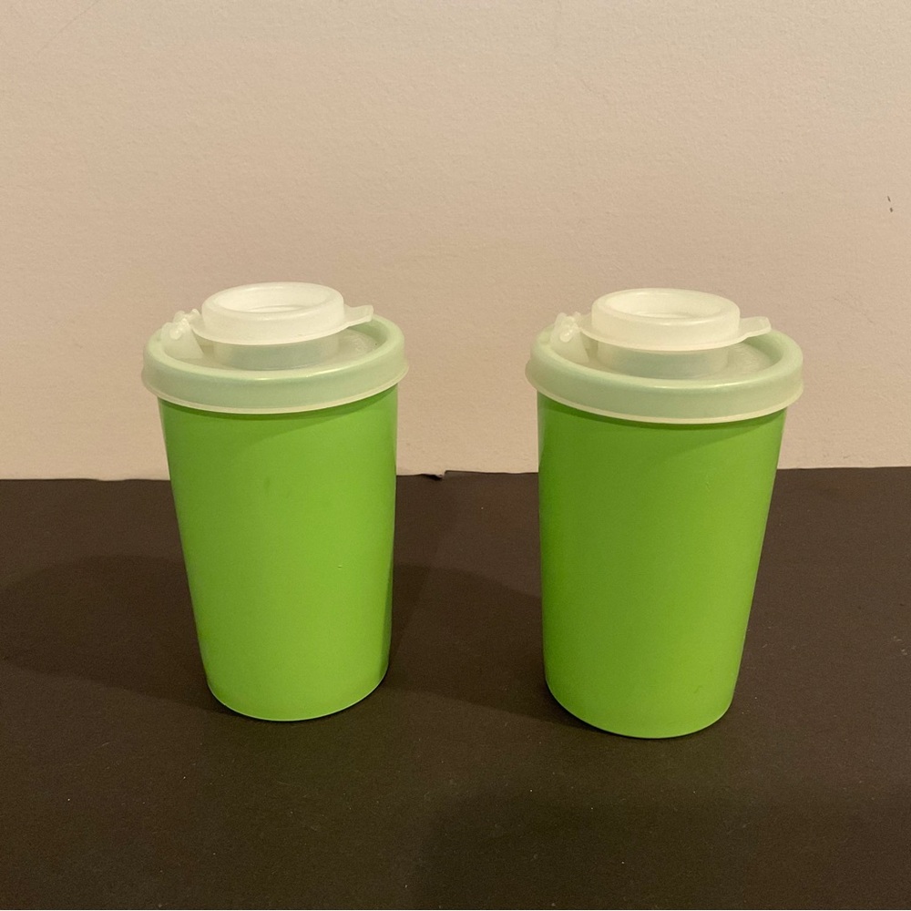 Vintage Tupperware, salt/pepper shakers in Lime Green